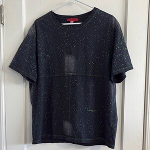 Eckhaus Latta Black and Green Speckled T-Shirt size L